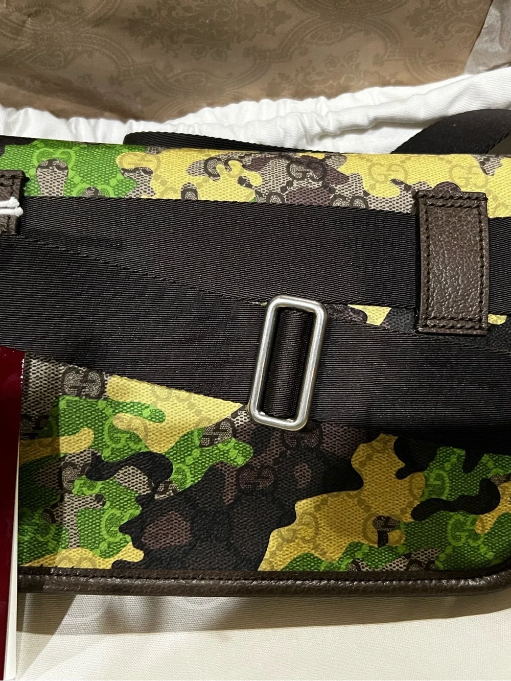 Gucci Brown and Green Camo Messenger Bag